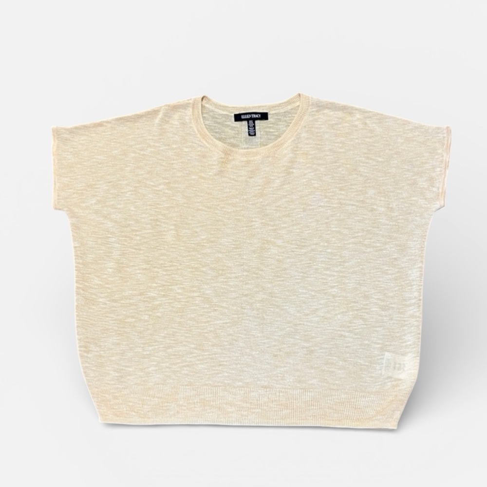 Ellen Tracy Round Neck Dolman Short Sleeve Blouse in Golden Peach Size Medium - Picture 6 of 8